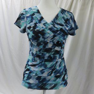 Women's Cap Sleeve Top in Multi Blue Colors